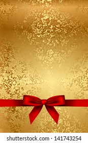 Vector gold texture with red bow