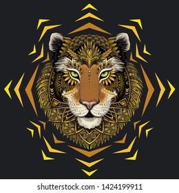 Vector Gold Tiger Head Illustration