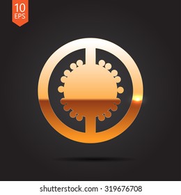 Vector gold tomato slice icon on dark background 