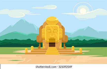 Vector gold tomb flat illustration