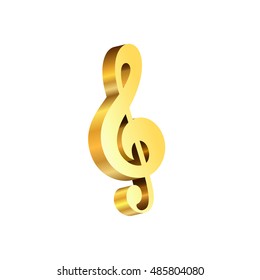 Vector gold treble clef 3D isolated on a white background