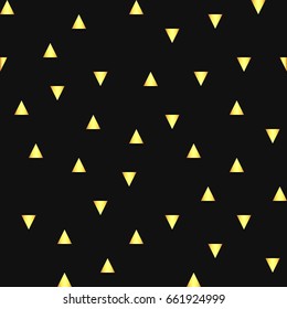 Vector gold triangles seamless pattern on the black background