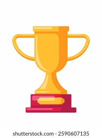 Vector gold trophy flat design illustration