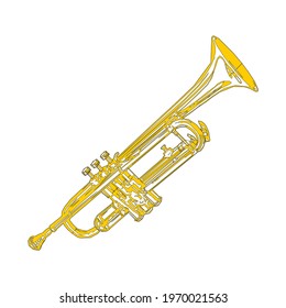 Vector Gold Trumpet isolated on white background in EPS10