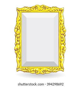 Vector gold vintage frame isolated on white background.Classic decorate frame for picture. Vector illustration. 