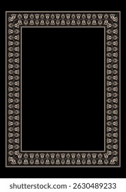 Vector gold vintage Greek pattern in Victorian style in shape of a rectangular. Ornate element for design. Greek Ornamental pattern for wedding invitations, greeting cards. Traditional contrast decor.