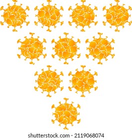 Vector gold virus grapes mosaic icon. Virus grapes is isolated on a white background. Gold items mosaic based on virus grapes icon. Mosaic virus grapes iconic image is done from yellow items.