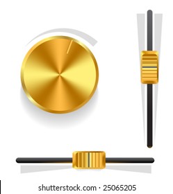 Vector gold volume knob and sliders