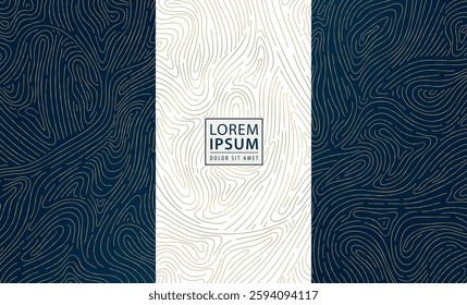 Vector gold wave line pattern, organic abstract texture. Chocolate, wine, perfume, candy premium package. Wood texture graphic