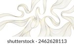 Vector gold wave on white background illustration, line luxury modern art. Wavy shape banner, premium wallpaper, elegant poster, curve texture. Japanese style