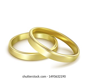 vector gold wedding rings isolated on white