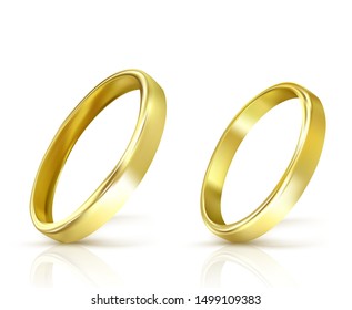 vector gold wedding rings isolated on white