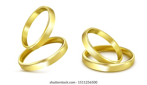 vector gold wedding rings isolated on white