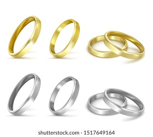 vector gold wedding rings isolated on white