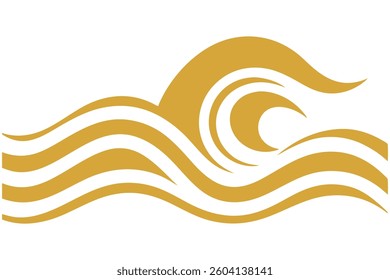 Vector Gold White Asian Wave Pattern – Elegant Sea Line Design