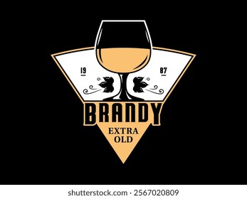 Vector gold and white brandy vintage logo on a black background