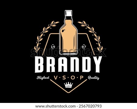 Vector gold and white brandy vintage logo on a black background