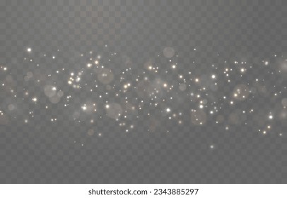 Vector gold and white glitter. Atomization of gold and white dust particles png. Glowing particles png. Multi-colored glowing dust. light effect.