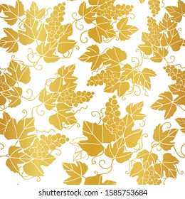 Vector gold and white vine seamless pattern illustration