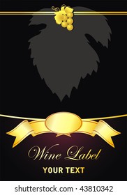 vector gold wine label with grape