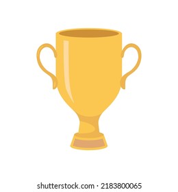 Vector gold winners cup on white background. Flat illustration