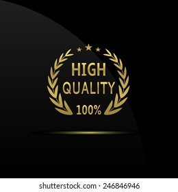 Vector golden 100% high quality icon on the black background