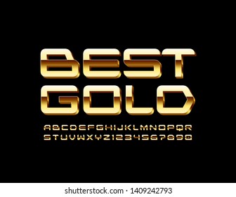 Vector Golden 3d Alphabet. Stylish luxury Font. Elegant Letters and Numbers