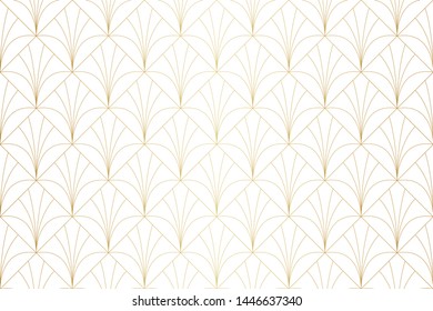 Vector golden abstract arabesque seamless pattern. Geometric classic background. Vintage elegant art deco texture.