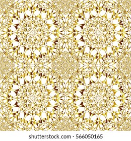 Vector Golden Abstract Kaleidoscope Triangles Grunge Foil Texture Seamless Pattern Background. Great for elegant gold fabric, cards, wedding invitations, wallpaper, floor, kitchen tile.