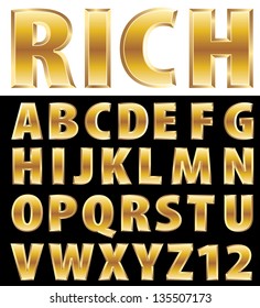 vector golden alphabet