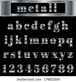 Vector golden alphabet with black background. Vector EPS 10