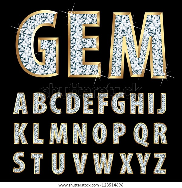 Vector Golden Alphabet Diamonds Stock Vector Royalty Free 123514696