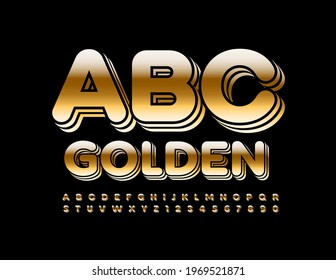 Vector Golden Alphabet. Layered Glossy Font. Premium style Letters and Numbers set