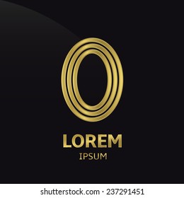 Vector golden alphabet. Letter O, symbol for your company