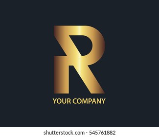Vector Golden Alphabet. Letter R logo design