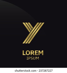 Vector golden alphabet. Letter Y, symbol for your company