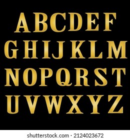Alfabeto dorado vectorial letras doradas.