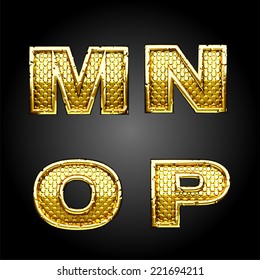 vector golden alphabet letters set