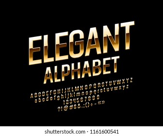 Vector Golden Alphabet. Rotated Chic Font. Elegant Letters, Numbers and Symbols