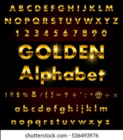 Vector golden alphabet.Gold letters design.