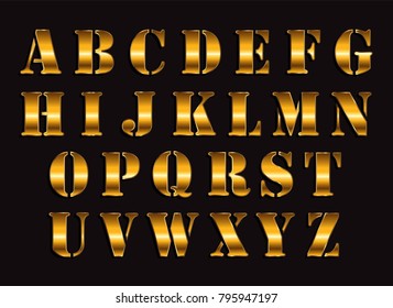 Vector Golden Alphabet.Gold Letters Design.