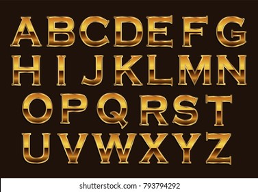 Vector Golden Alphabet.Golden Letters Design.
