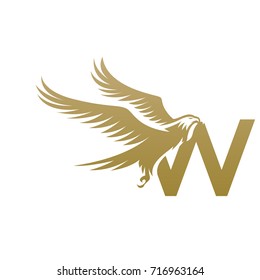 Vector Golden American Eagle Letter W Logo