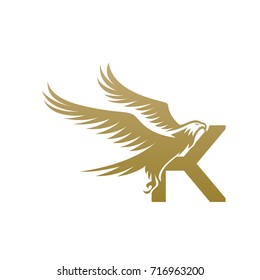 Vector Golden American Eagle Letter K Logo