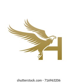 Vector Golden American Eagle Letter H Logo