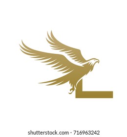 Vector Golden American Eagle Letter L Logo
