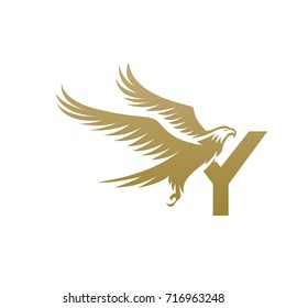 Vector Golden American Eagle Letter Y Logo