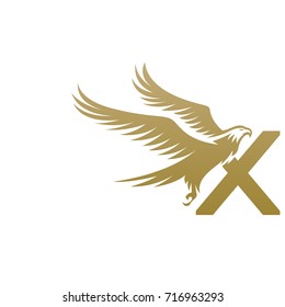 Vector Golden American Eagle Letter X Logo