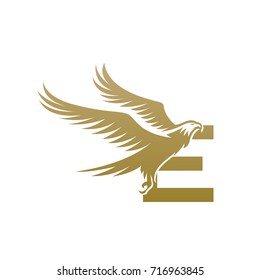 Vector Golden American Eagle Letter E Logo