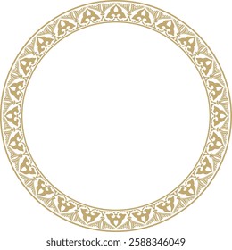 Vector golden arabic national round ornament.  Ethnic circle, frame, ring of eastern peoples. Persian painting.
